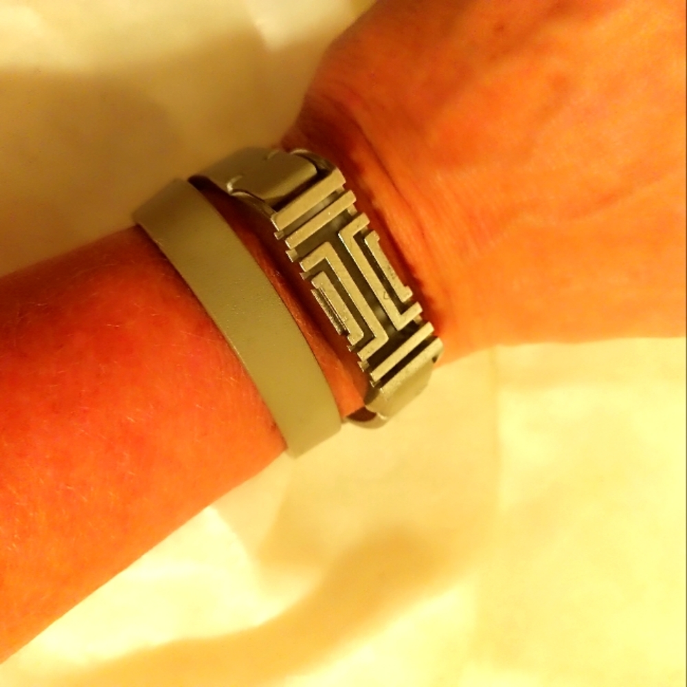 Tory Burch gray rubber Fitbit cover double strand
